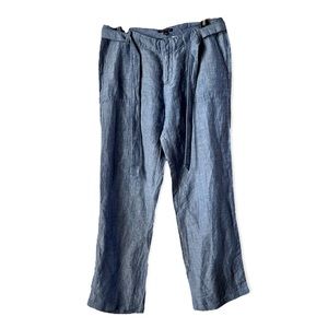 Tommy Hilfiger Blue Linen Blend Wide Leg Pants size 8